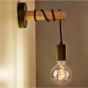 Stewehome Μονή ξύλινη μαύρη επιτοίχια λάμπα απλίκα Καφέ