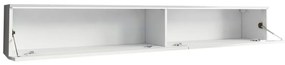 Τραπέζι Tv Sarasota 121, Γυαλιστερό λευκό, Matera γκρι, Ο αριθμός των θυρών: 2, 180x30x33cm, 28 kg | Epipla1.gr