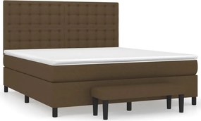 vidaXL Κρεβάτι Boxspring με Στρώμα Σκούρο Καφέ 180x200 εκ Υφασμάτινο