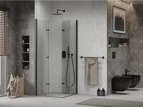 Mexen Lima Διπλή καμπίνα ντους αναδιπλούμενη 90 x 90 cm, διαφανής, μαύρη