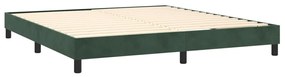 vidaXL Κρεβάτι Boxspring με Στρώμα & LED Σκ. Πράσινο 180x200εκ Βελούδο