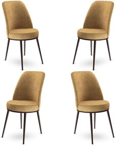 Καρέκλα Dexa Babyface (Σετ 4Τμχ) 240CHR1396 45x42x89cm Cappuccino-Brown Μέταλλο,Ύφασμα