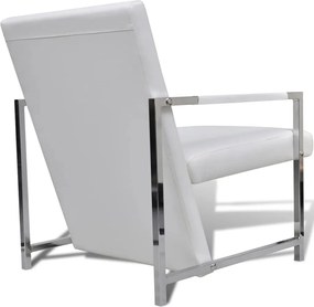vidaXL Πολυθρόνα Λευκή από Συνθετικό Δέρμα με Πόδια Χρωμίου