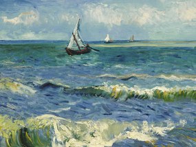 Αναπαραγωγή The sea at Saintes-Maries-de-la-Mer (Vintage Seascape with Boats) - Vincent van Gogh