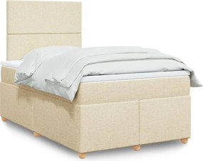 vidaXL Κρεβάτι Boxspring με Στρώμα Κρεμ 120x190 εκ. Υφασμάτινο