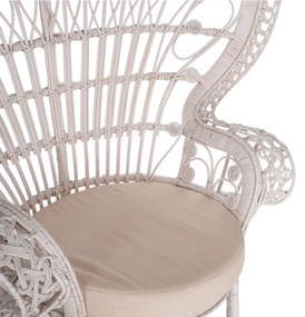 ΠΟΛΥΘΡΟΝΑ ROYAL PEACOCK  RATTAN ΣΕ ΛΕΥΚΟ-ΜΑΞΙΛΑΡΙ ΛΕΥΚΟ 114x72x150Yεκ.