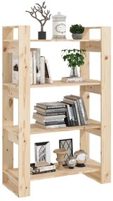 vidaXL Βιβλιοθήκη/Διαχωριστικό Χώρου 80x35x125 εκ. Μασίφ Ξύλο Πεύκου