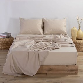 Σεντόνι Basic Beige Nef-Nef Υπέρδιπλo 240x270cm Χωρίς Λάστιχο 100% Βαμβάκι