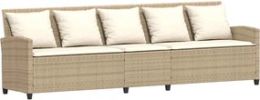 vidaXL Καναπές κήπου 5θέσιος με μαξιλάρια Μπεζ Poly Rattan