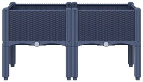 vidaXL Ζαρντινιέρα Κήπου με Πόδια Μπλε Γκρι 80x40x42 εκ. από Πολυπροπυλένιο