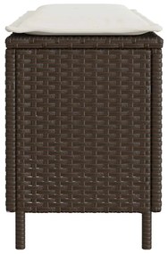 vidaXL Πάγκος κήπου με μαξιλάρι καφέ 110x30x40,5 cm Poly Rattan