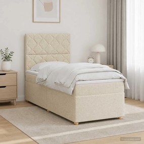 vidaXL Κρεβάτι box spring με στρώμα Κρεμ 90 x 190 cm Ύφασμα