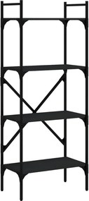 vidaXL Βιβλιοθήκη 4 Επιπέδων Μαύρη 56x31,5x138,5 εκ. Επεξεργ. Ξύλο