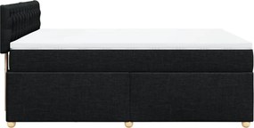 vidaXL Κρεβάτι Boxspring με Στρώμα Μαύρο 140x190 εκ. Υφασμάτινο