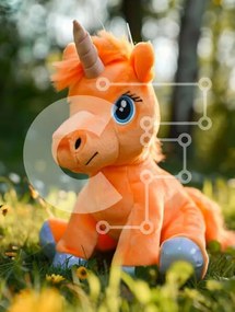 Intra Συλλεκτικό Ξύλινο Παζλ Plywood 4mm - Πορτοκαλί βελούδινο παιχνίδι μονόκερος στη φύση Σε Ξύλινο Κουτί - Διαστάσεις: 10x10 cm – 25 κομμάτια