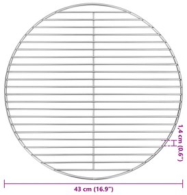 vidaXL BBQ Grill Grate Silver Ø43 εκ Ανοξείδωτο Χάλυβα