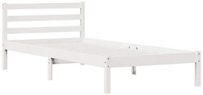 vidaXL Κρεβάτι με κεφαλάρι Λευκό 220 x 90 εκ Μασίφ ξύλο πεύκου