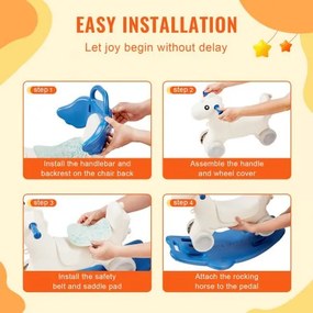 VEVOR 4 in 1 Rocking Horse for Toddlers 1-3 Years Ride on Toy with Sound Blue