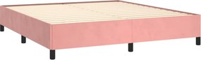vidaXL Κρεβάτι Boxspring με Στρώμα Ροζ 160x200 εκ. Βελούδινο