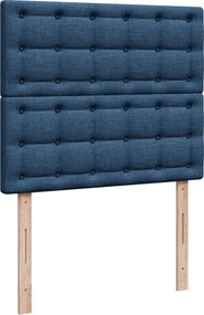 vidaXL Κρεβάτι Boxspring με Στρώμα Μπλε 120x190 εκ. Υφασμάτινο