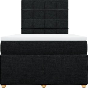 vidaXL Κρεβάτι Boxspring με Στρώμα Μαύρο 120x190 εκ. Υφασμάτινο