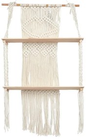 Ραφιέρα τοίχου Μακραμέ Home Deco Factory με 2 ράφια και διαστάσεις 50x13x85cm