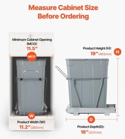 VEVOR Pullout Waste Container Under Cabinet Kitchen Garbage Bin Trash Can