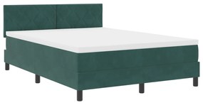 vidaXL Κρεβάτι Box Spring με Στρώμα Σκούρο Πράσινο 140x200 εκ. Βελούδο