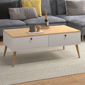 Τραπεζάκι σαλονιού Alis Megapap χρώμα λευκό - oak 110x50x40εκ. - GP022-0088,2