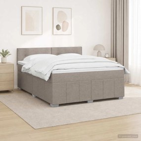 vidaXL Κρεβάτι box spring με στρώμα Taupe 180 x 200 cm Ύφασμα