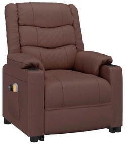 vidaXL Πολυθρόνα Μασάζ Ανακλινόμενη Καφέ Συνθετικό Δέρμα