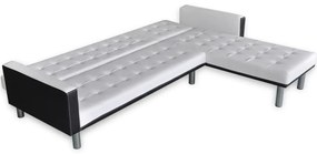 vidaXL Καναπές-Κρεβάτι Γωνιακός Λευκός από Συνθετικό Δέρμα
