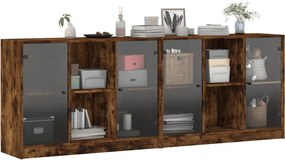 vidaXL Βιβλιοθήκη με Πόρτες Καφέ Δρυς 204x37x75 εκ. Επεξ. Ξύλο