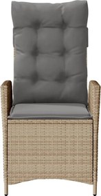 vidaXL Πολυθρόνες Κήπου Ανακλ/νες 2 τεμ. Μπεζ Συνθ. Ρατάν &amp; Μαξιλάρια