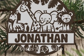 Σετ των 2 Intra απο ξύλο plywood 3mm-4mm πάχος – Safari Animals Name Sin Nursery Δίασταση 20x20 cm INTRAFABR-114040072