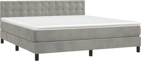 vidaXL Κρεβάτι Boxspring με Στρώμα &amp; LED Αν.Γκρι 180x200 εκ. Βελούδινο