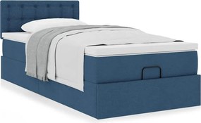 vidaXL Οθωμανικό κρεβάτι με στρώμα μπλε 90x200cm ύφασμα