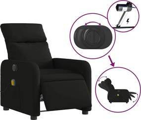 vidaXL Πολυθρόνα Μασάζ Ηλεκ. Ανακλινόμενη Μαύρη Υφασμάτινη