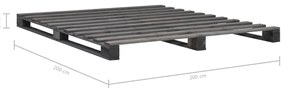vidaXL Πλαίσιο Κρεβατιού Γκρι 200 x 200 εκ. Παλέτες Μασίφ Ξύλο Πεύκου