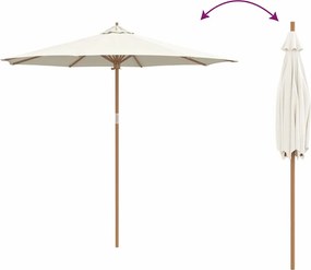 vidaXL Ομπρέλα Κήπου Κρέμες λευκό Ø 270 x 260 εκ Μπαμπού