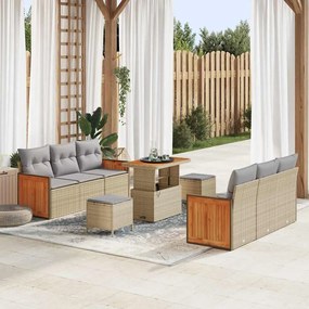 vidaXL Σετ Καναπέ Κήπου 9 pcs μπεζ και ανοιχτό γκρι 90 x 55 x 71 cm