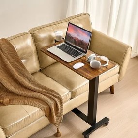 VEVOR Overbed Table Mobile Bed Side Desk with Electric Lifting &amp; 4 Wheels Wood