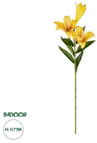 GloboStar® Artificial Garden YELLOW LILLY BRANCH 21311 Τεχνητό Διακοσμητικό Κλαδί Κίτρινο Κρίνο Y72cm