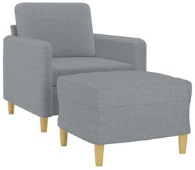 vidaXL Πολυθρόνα Ανοιχτό Γκρι 60 εκ. Υφασμάτινη με Υποπόδιο