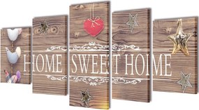 Πίνακας σε Καμβά Σετ Σχέδιο Home Sweet Home 100 x 50 εκ.