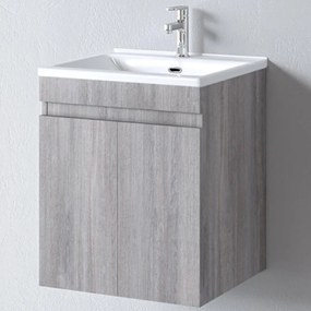 Έπιπλο Μπάνιου Πάγκος Με Νιπτήρα Omega 55 S3BOM055GON 55x45x60 Grey-White Πορσελάνη,Μελαμίνη