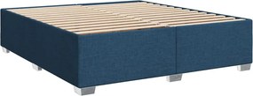 vidaXL Κρεβάτι Boxspring με Στρώμα Μπλε 180x200 εκ. Υφασμάτινο