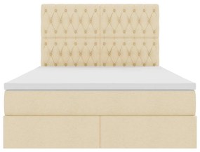 vidaXL Κρεβάτι με αποθηκευτικό χώρο και LED Κρέμ 140 x 200 cm