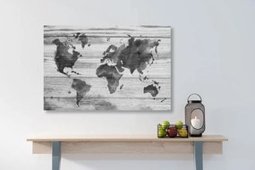 Περίγραμμα εικόνας ενός ασπρόμαυρου χάρτη σε ξύλινο φόντο - 90x60