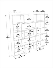 Βιβλιοθήκη Μαύρο / Δρυς MIFIMU 163.5x22x150